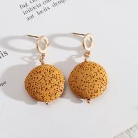 Lava Bead Earrings, Zinc Alloy, with Lava, fashion jewelry & for woman 