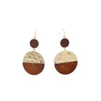 Wood Earring, Zinc Alloy, with Wood, fashion jewelry & for woman, 75mm 