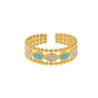 Emaille Edelstahl Ringe, 304 Edelstahl, plattiert, Modeschmuck & für Frau, goldfarben, verkauft von PC[