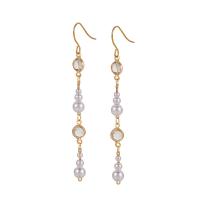 Cubic Zircon Brass Earring, with Plastic Pearl, KC gold color plated, fashion jewelry & micro pave cubic zirconia & for woman, golden, 75mm 