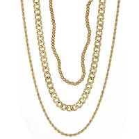 Collier de mode Multi couche, alliage de zinc, plaqué de couleur d'or KC, trois pièces & bijoux de mode & pour femme, doré, Vendu par fixé