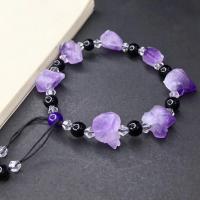 Quartz Bracelets, Amethyst, with Obsidian, Adjustable & for woman, purple Approx 40 cm [