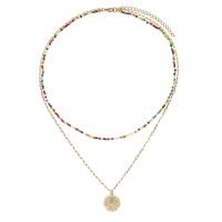 Kristall Halskette, Messing, mit Kristall, mit Verlängerungskettchen von 7cm, plattiert, Modeschmuck & Micro pave Zirkonia, farbenfroh, Länge:42 cm, verkauft von PC