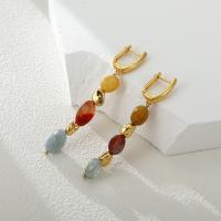 Gemstone Drop Earring, Brass, with Natural Stone, plated, fashion jewelry 
