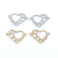 Stainless Steel Charm Connector, 304 Stainless Steel, Heart, plated, DIY 