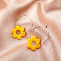 Acrylic Drop Earring, Zinc Alloy, with Acrylic, Flower, plated, fashion jewelry & for woman 42mm 