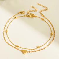 Zinc Alloy Anklet, with 5cm extender chain, Heart, 2 pieces & fashion jewelry & for woman, gold Approx 22 cm 