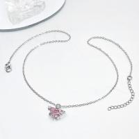 Rhinestone Brass Necklace, with 5cm extender chain, Heart, plated, fashion jewelry & for woman & with rhinestone, pink Approx 45 cm 