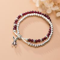 Sterling Silver Bracelets, 925 Sterling Silver, with Garnet, fashion jewelry & for woman 