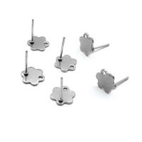 Stainless Steel Earring Stud Component, 304 Stainless Steel, Flower, Vacuum Ion Plating, DIY 9mm Approx 1mm, Approx 