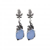 Gemstone Drop Earring, Zinc Alloy, with Opal, antique silver color plated, vintage & for woman 