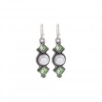 Zinc Alloy Rhinestone Drop Earring, with Plastic Pearl, antique silver color plated, vintage & for woman & with rhinestone 