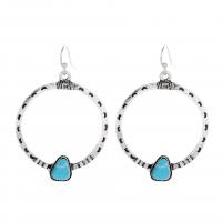 Turquoise Zinc Alloy Earring, with turquoise, antique silver color plated, vintage & for woman, 8mm,50mm, Inner Approx 30mm 