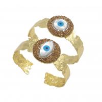 Evil Eye Jewelry Bracelet, Brass, with Shell, gold color plated, fashion jewelry & micro pave cubic zirconia & for woman Inner Approx 54mm 