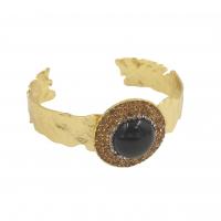 Edelstein-Armband, Messing, mit Naturstein, goldfarben plattiert, Modeschmuck & Micro pave Zirkonia, keine, 15x15mm, Innendurchmesser:ca. 57mm, verkauft von PC