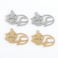 Stainless Steel Animal Pendants, 304 Stainless Steel, Cat, plated, DIY [