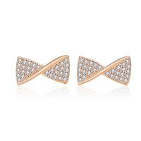 Cubic Zirconia Micro Pave Sterling Silver Earring, 925 Sterling Silver, Bowknot, plated, micro pave cubic zirconia & for woman 