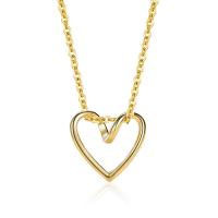 Sterling Silver Jewelry Necklace, 925 Sterling Silver, with 5CM extender chain, Heart, polished, fashion jewelry & for woman Approx 40 cm 