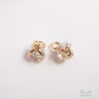Boucles d'oreilles en laiton zircon cubique, Plaqué d'or, bijoux de mode & pavé de micro zircon, 7mm, Vendu par PC