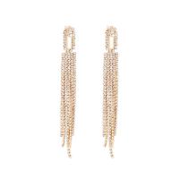 Fashion Fringe Earrings, Zinc Alloy, plated, fashion jewelry & for woman & with rhinestone 104mm 
