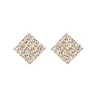 Zinc Alloy Rhinestone Drop Earring, with Zinc Alloy, Square, fashion jewelry & for woman 25mm 