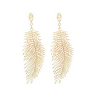 Zinc Alloy Drop Earring, Leaf, gold color plated, fashion jewelry & for woman & hollow 
