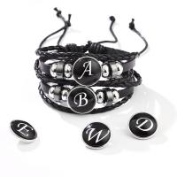 Wrap Bracelets, PU Leather, with Leather & Hematite & Glass & Copper Coated Plastic, Alphabet Letter, Unisex Inner Approx 55mm 