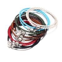 Cowhide Bracelets, Leather, with Zinc Alloy, Double Layer & Unisex & braided Approx 15.4 Inch [