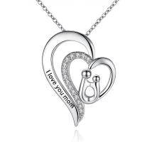 Rhinestone Zinc Alloy Necklace, with 5cm extender chain, Heart, silver color plated, fashion jewelry & for woman & with rhinestone & hollow Approx 45 cm 