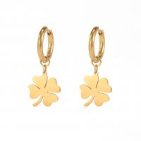 Stainless Steel Drop Earring, 304 Stainless Steel, Four Leaf Clover, Vacuum Ion Plating, fashion jewelry & for woman 