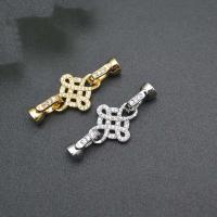 Brass Hook and Eye Clasp, Chinese Knot, plated, DIY & micro pave cubic zirconia 