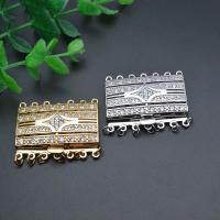 Brass Bayonet Clasp, Rectangle, plated, DIY & micro pave cubic zirconia 