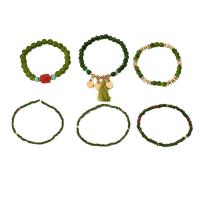 Agate Bracelets en vert, agate verte, avec alliage de zinc, 6 pièces & bijoux de mode & pour femme Environ 7.09 pouce, Vendu par fixé