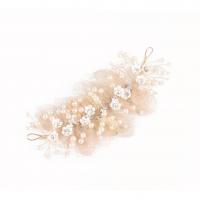 Headband, Brass, with Spun Silk & Shell & Plastic Pearl, fashion jewelry & for woman & with rhinestone [