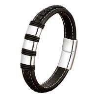 PU Leather Cord Bracelets, with 304 Stainless Steel, Vacuum Ion Plating, fashion jewelry & for man cm 