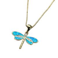 Rhinestone Zinc Alloy Necklace, with Opal, with 5cm extender chain, Dragonfly, gold color plated, fashion jewelry & for woman & with rhinestone Approx 45 cm 