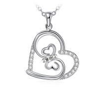Rhinestone Zinc Alloy Necklace, with 5cm extender chain, Heart, platinum color plated, fashion jewelry & for woman & with rhinestone Approx 45 cm 