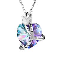 Zinc Alloy Necklace, with Crystal, with 5cm extender chain, Heart, silver color plated, fashion jewelry & for woman Approx 45 cm 