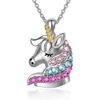 Rhinestone Zinc Alloy Necklace, 304 Stainless Steel Chain, with zinc alloy pendant, with 5cm extender chain, Unicorn, plated, fashion jewelry & for woman & with rhinestone Approx 45 cm 