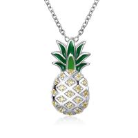 Rhinestone Zinc Alloy Necklace, with 5cm extender chain, Pineapple, platinum color plated, fashion jewelry & for woman & enamel & with rhinestone Approx 45 cm 
