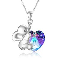 Zinc Alloy Necklace, with Crystal, with 5cm extender chain, Elephant, silver color plated, fashion jewelry & for woman Approx 45 cm 