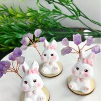 Rich Tree Decoration, Amethyst, with Resin, Rabbit, for home and office & cute, mixed colors, 50mm 