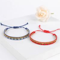 Fashion Jewelry Bracelet, Cotton Thread, with Crystal & Brass, handmade, for woman Approx 17-23 cm 