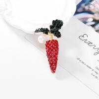 Zinc Alloy Jewelry Brooch, with Plastic Pearl, Carrot, plated, fashion jewelry & for woman & with rhinestone 