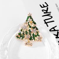Zinc Alloy Jewelry Brooch, with enamel, Christmas Tree, Christmas Design & fashion jewelry & for woman & with rhinestone 