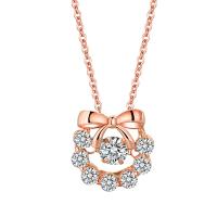 Cubic Zircon Micro Pave Sterling Silver Necklace, 925 Sterling Silver, with 5CM extender chain, Bowknot, plated, micro pave cubic zirconia & for woman, rose gold color Approx 40 cm 