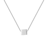 Sterling Silver Jewelry Necklace, 925 Sterling Silver,  Square, plated, fashion jewelry & for woman, silver color, 40-50CM 