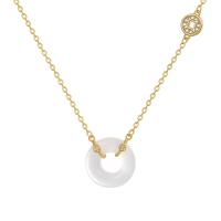 Cubic Zircon Micro Pave Sterling Silver Necklace, 925 Sterling Silver, with White Chalcedony, plated, micro pave cubic zirconia & for woman 40-45CM 