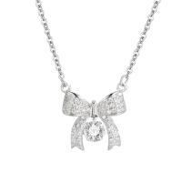 Cubic Zircon Micro Pave Sterling Silver Necklace, 925 Sterling Silver, with 5CM extender chain, Butterfly, plated, micro pave cubic zirconia & for woman Approx 40 cm 