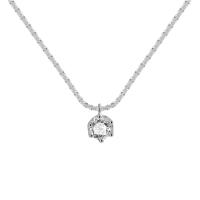 Cubic Zircon Micro Pave Sterling Silver Necklace, 925 Sterling Silver, plated, micro pave cubic zirconia & for woman, platinum color, 45-50CM 